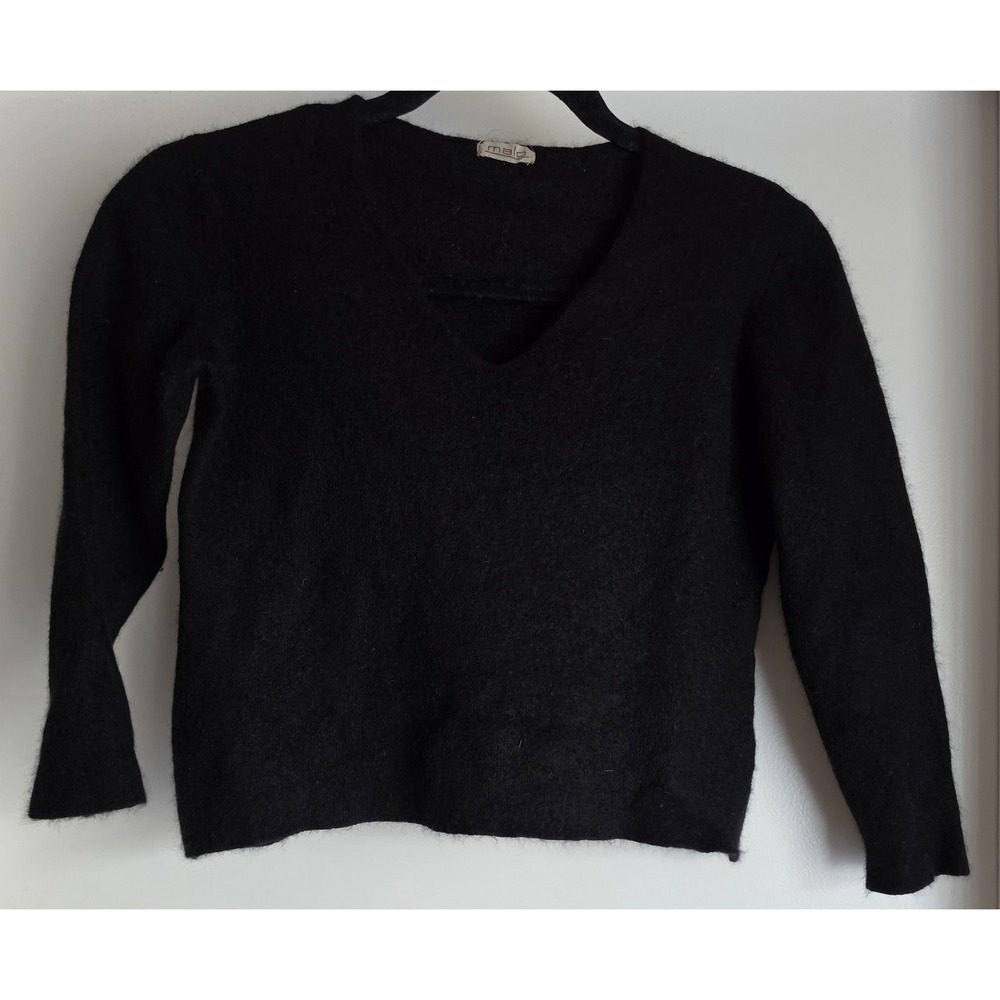Malo Women's Black Cashmere Silk Long Sleeve Sweater Made in Italy